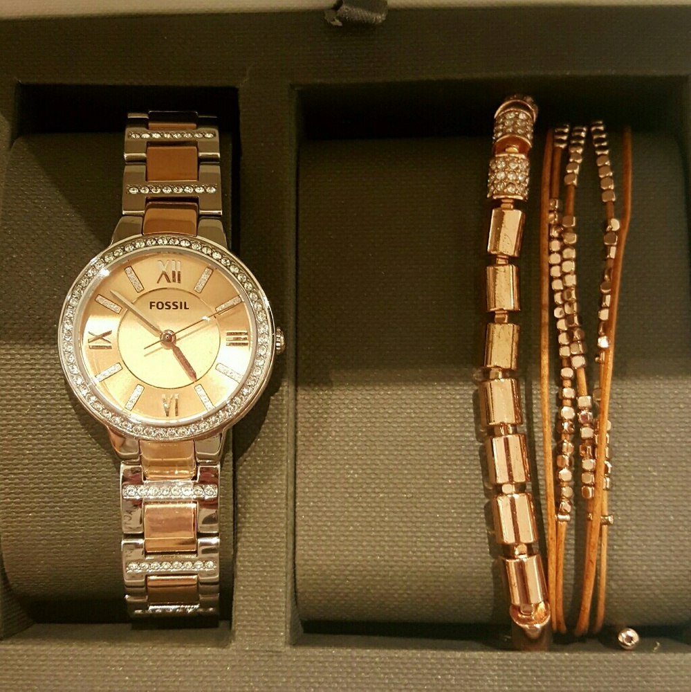 Fossil watch and bracelet set