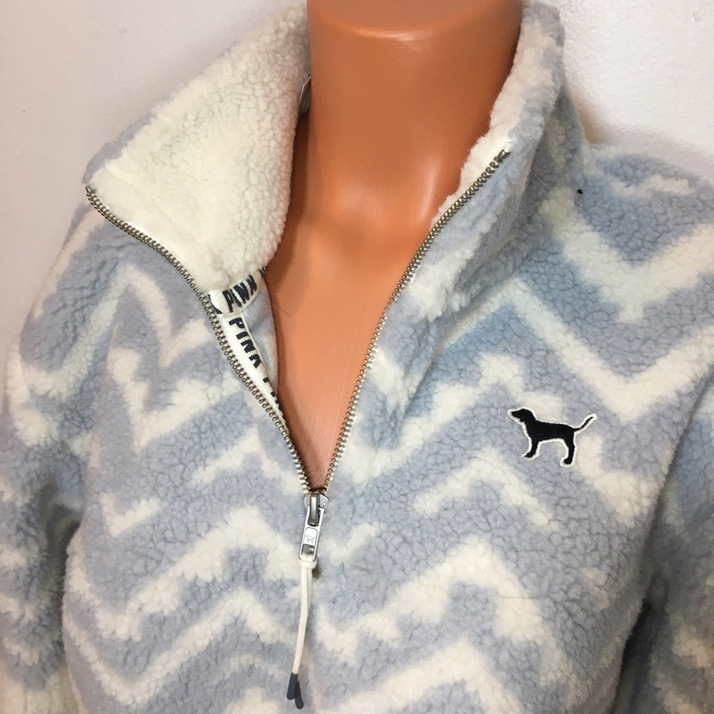 NEW PINK VS SHERPA HALF ZIP PULLOVER - Picture 3 of 7