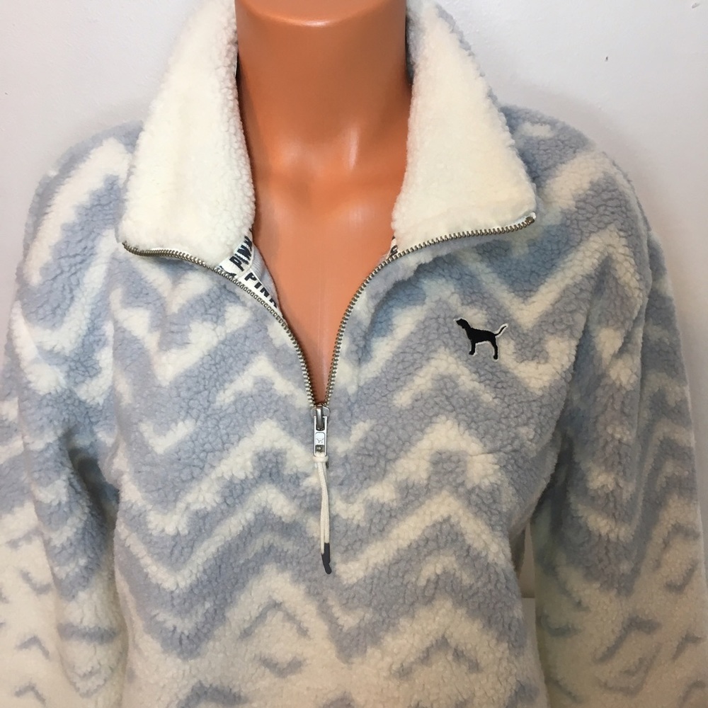 NEW PINK VS SHERPA HALF ZIP PULLOVER - Picture 5 of 7