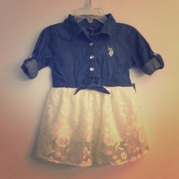 U.S. Polo Assn. Dresses Us Polo Assn Toddler Girl Floral Lace Denim Jacket Dress Poshmark