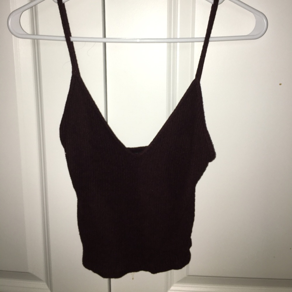 Brandy Melville Dark Maroon Ribbed Crop Tank