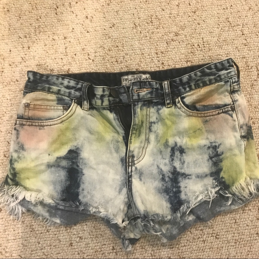 Free People denim tie dyed shorts