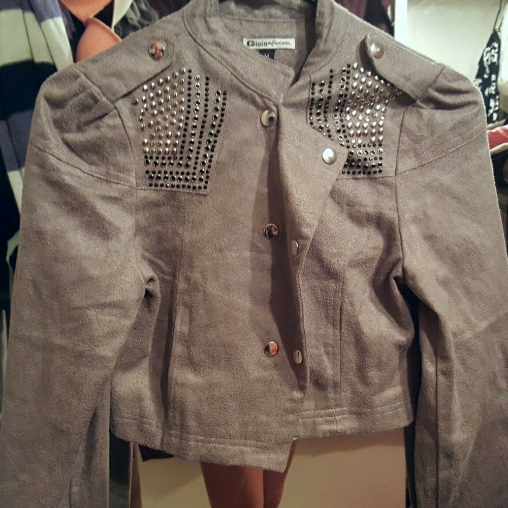 Suede studded blazer