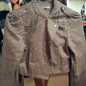 Suede studded blazer