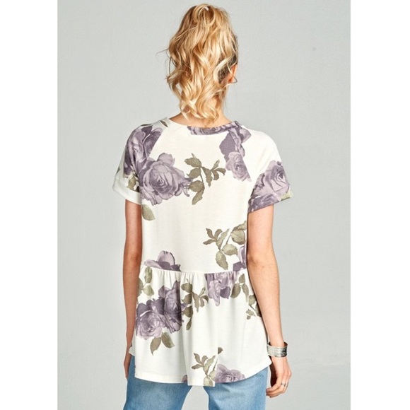 Floral Print Babydoll Top - Picture 3 of 5