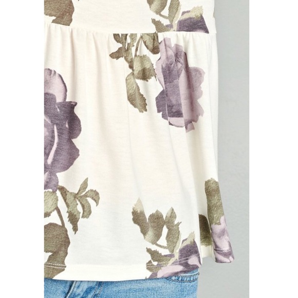 Floral Print Babydoll Top - Picture 4 of 5