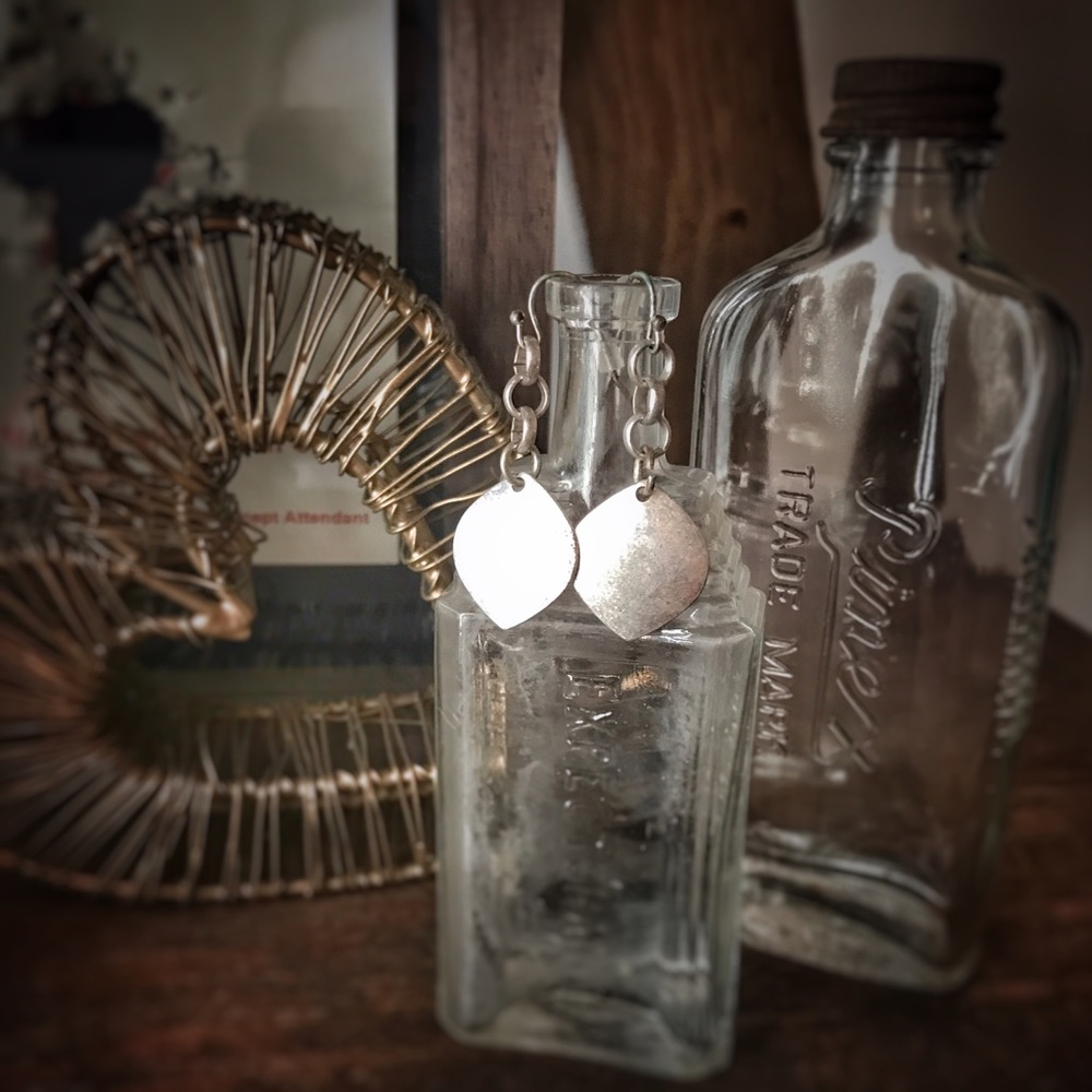 Rustic antique silver earrings