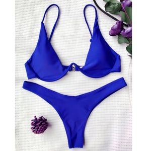 Blue Push-Up Plunge Bikini