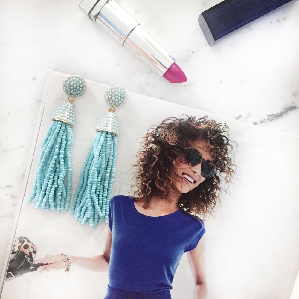 "Carmen" Earrings || Sky Blue Tassel Statement