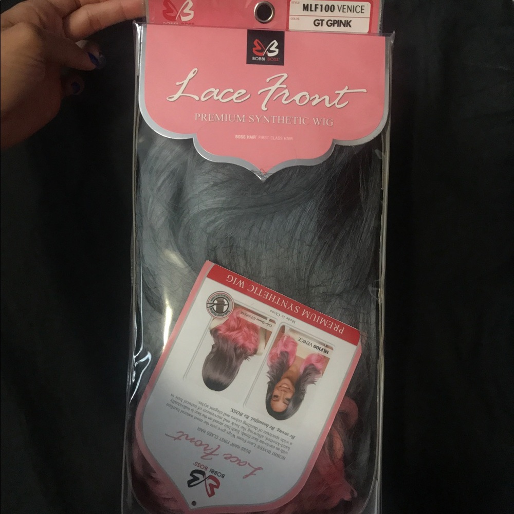 Lace Front Wig - Grey/Pink