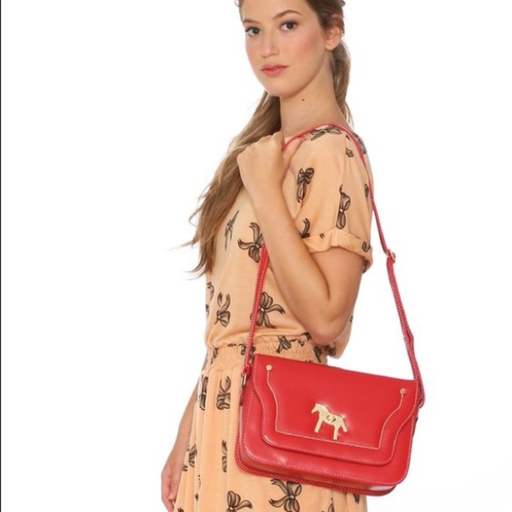 ModCloth PepaLoves Red Shoulder Bag w/ Horse Clasp