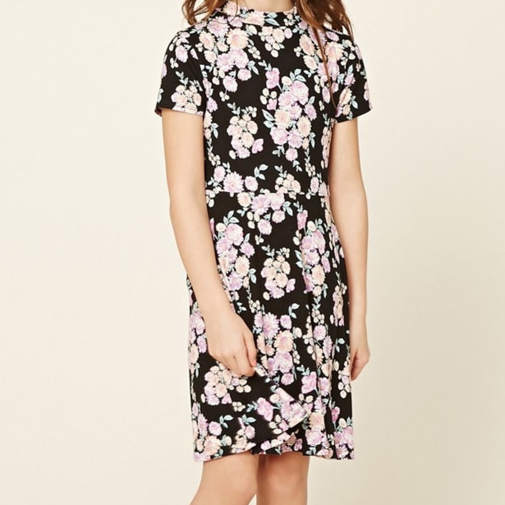 NWT Forever 21 Kids Black Floral Dress