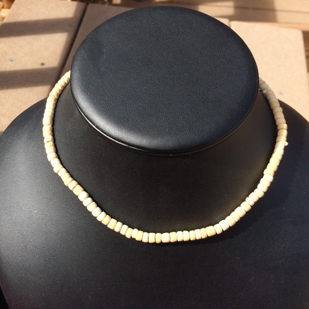 Heishi wood beaded necklace.