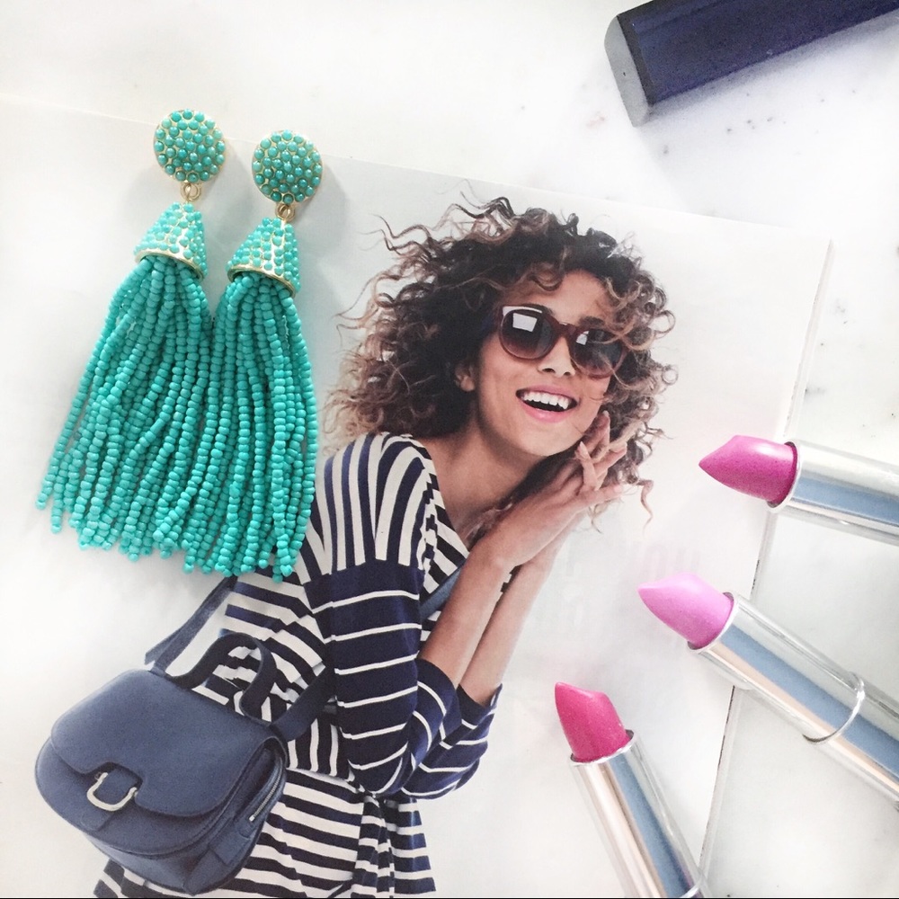 "Carmen" Earrings || Aqua Blue Tassel Statement