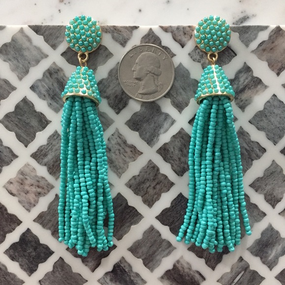 "Carmen" Earrings || Aqua Blue Tassel Statement - Picture 4 of 9