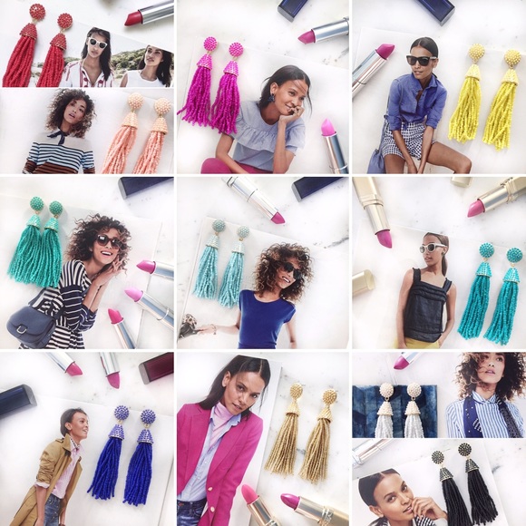 "Carmen" Earrings || Aqua Blue Tassel Statement - Picture 7 of 9