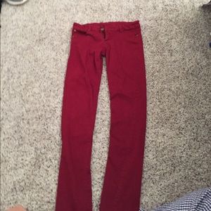 red skinny jeans. fit like jeggings