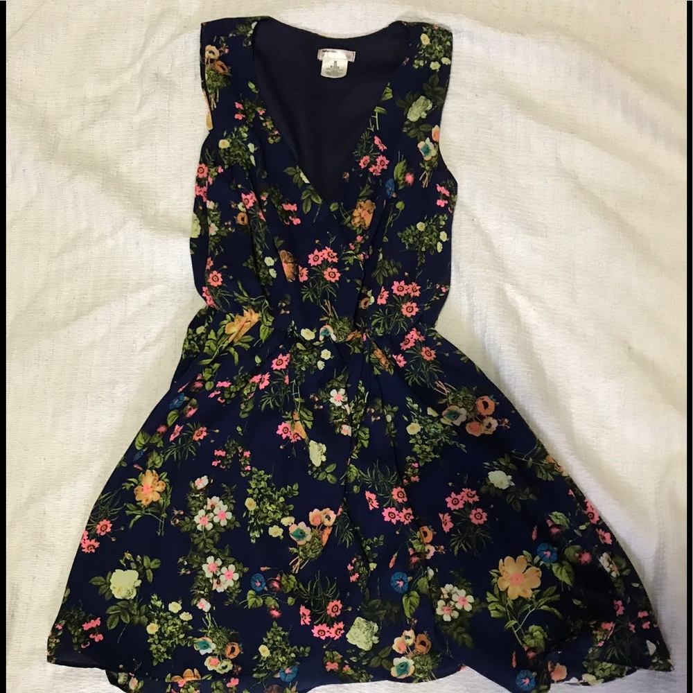Navy blue floral dress