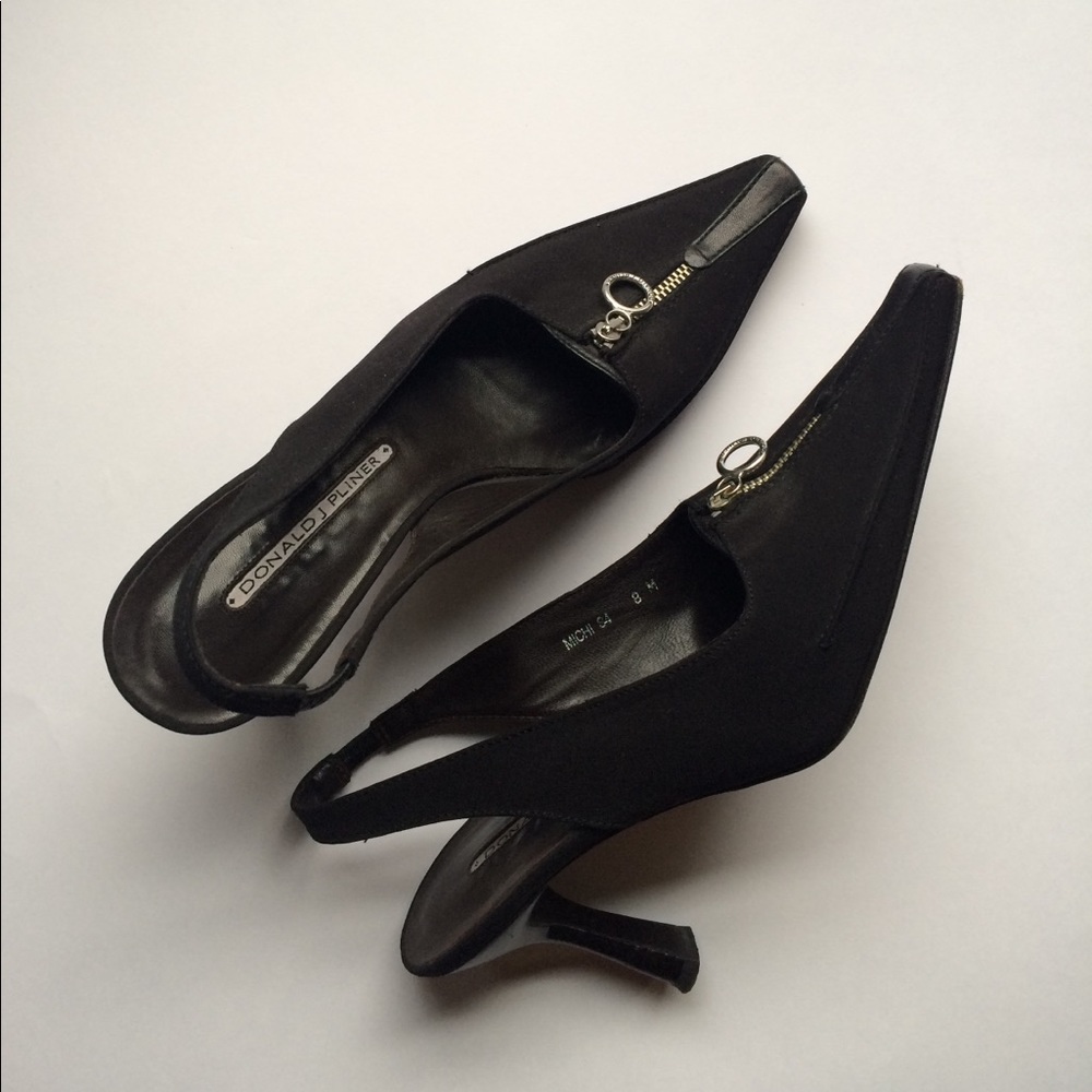 Donald Pliner Zipper Slingback Point Toe Heels • 8