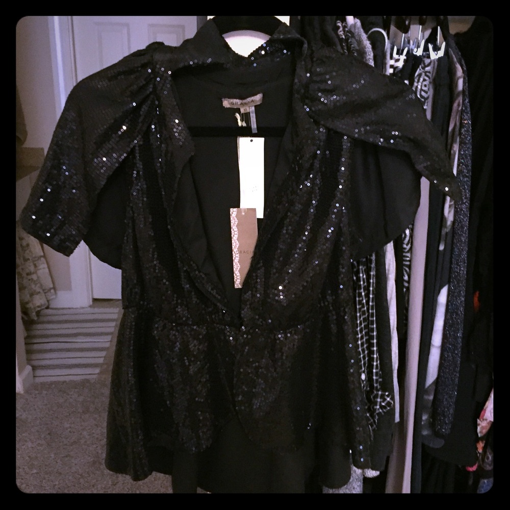 Black Sequin Caplet!!