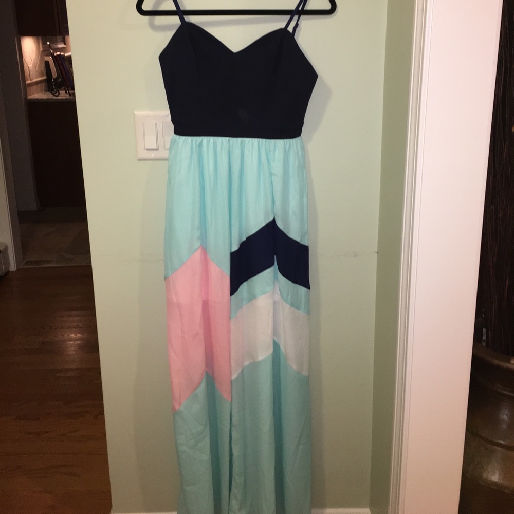 Boutique maxi dress blue and pink size S