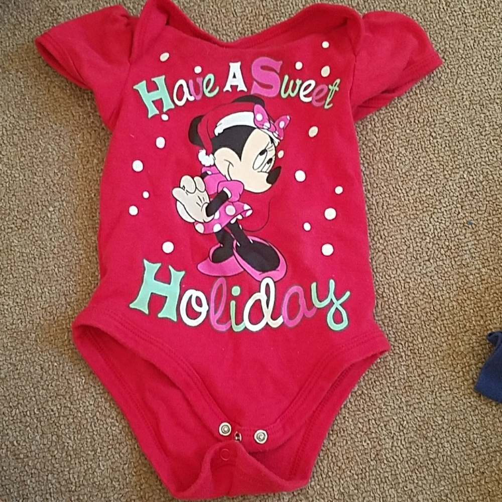 Pink minnie mouse holiday onesie