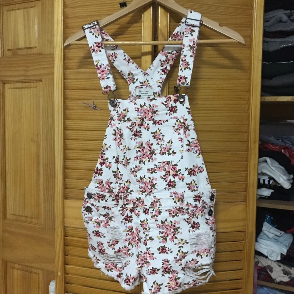 Forever 21 floral overalls