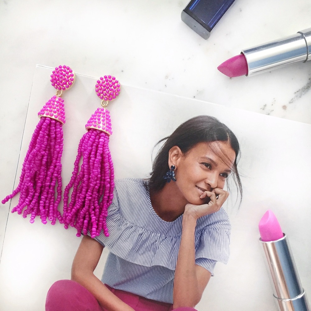 "Carmen" Earrings || Hot Pink Tassel Statement