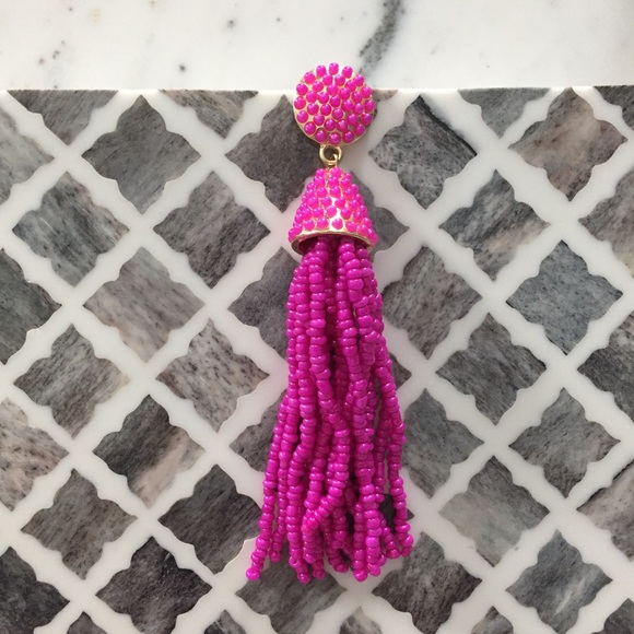 "Carmen" Earrings || Hot Pink Tassel Statement - Picture 5 of 9