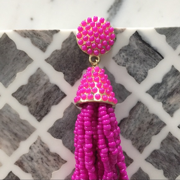 "Carmen" Earrings || Hot Pink Tassel Statement - Picture 6 of 9