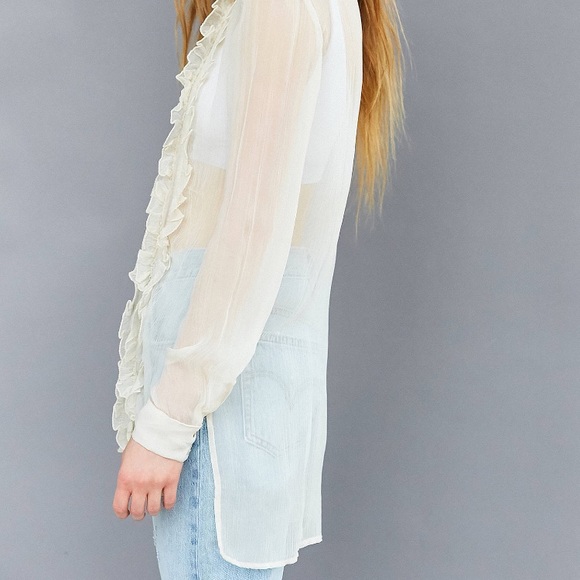 ‼️ISO‼️ Kimchi Blue Sheer Ruffle Button Down - Picture 3 of 3