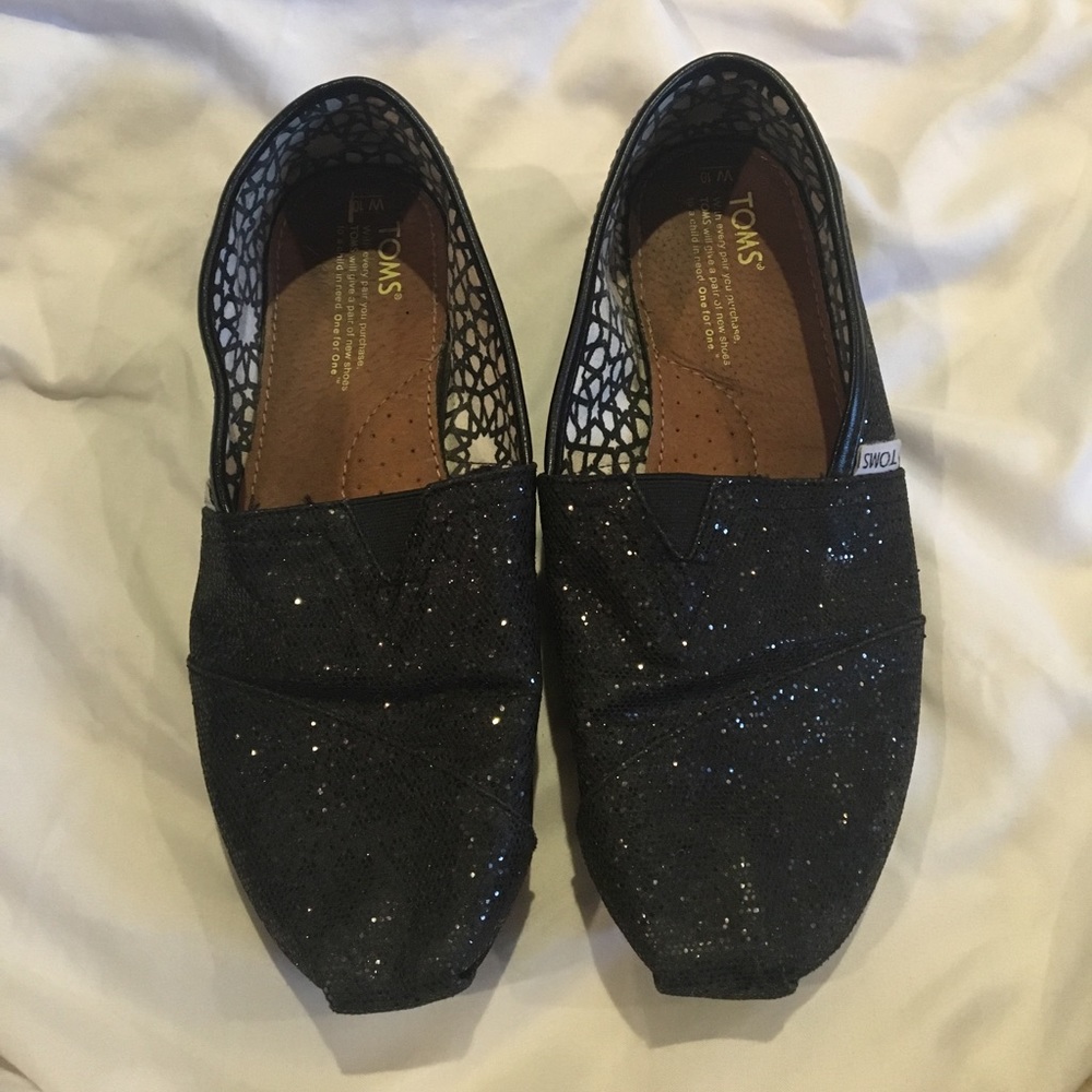 Black Glitter Toms