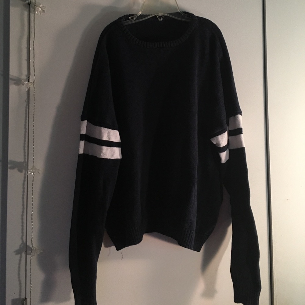 Brandy Melville Navy Varsity Stripe Sweater