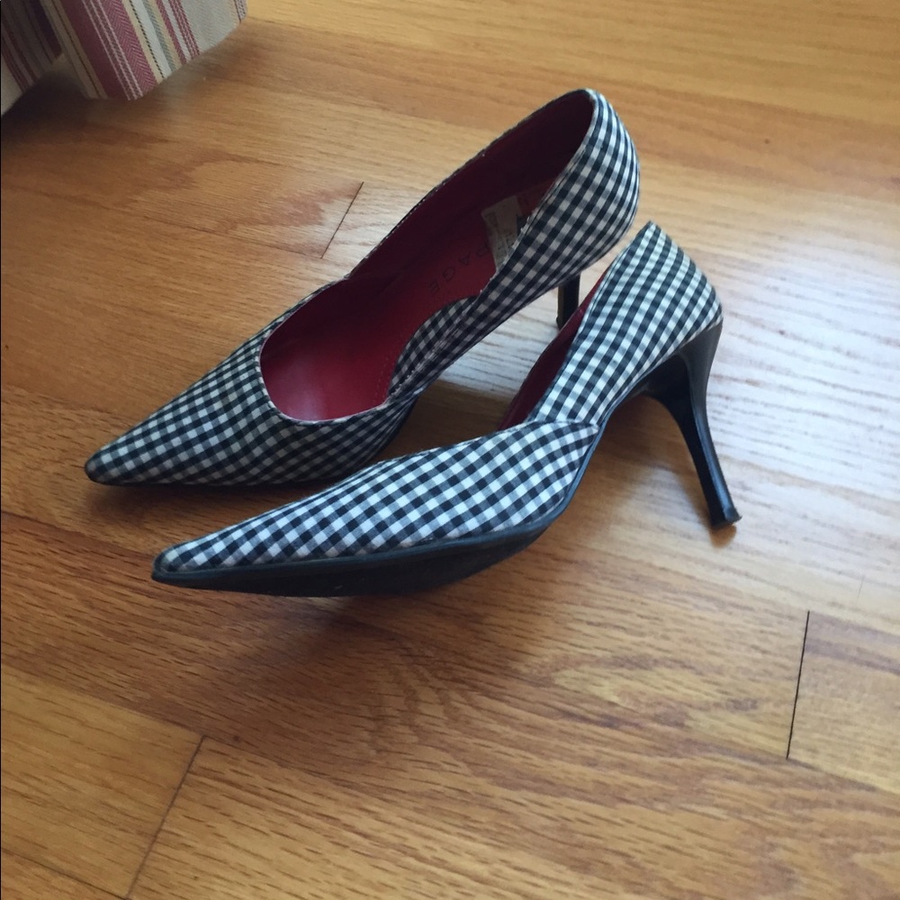Black and white checked shoes size 6