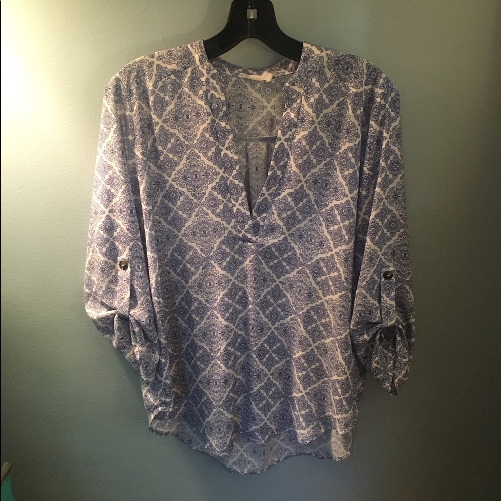 Blue patterned blouse