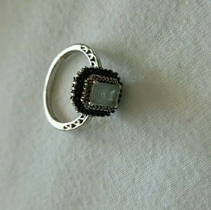Aquamarine & Black Diamond Ring
