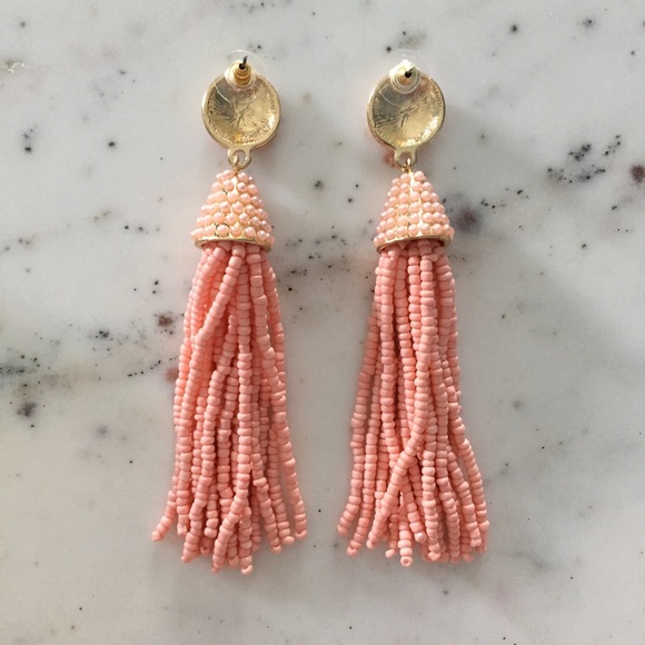 "Carmen" Earrings || Coral Pink Tassel Statement - Picture 3 of 9