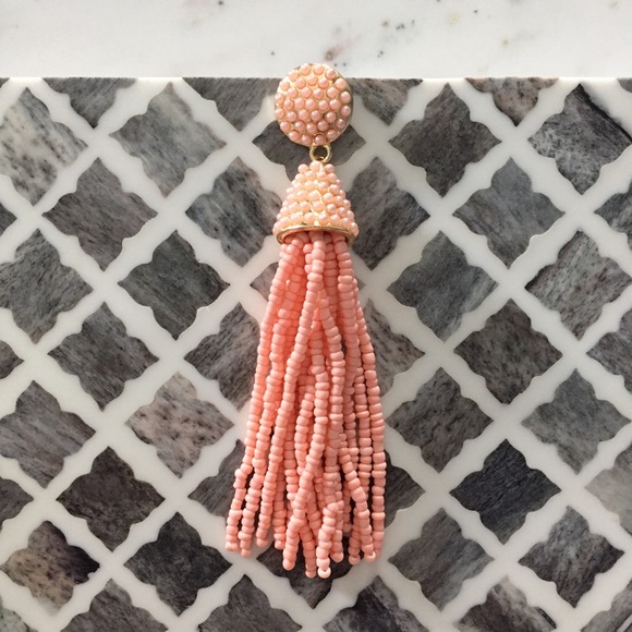 "Carmen" Earrings || Coral Pink Tassel Statement - Picture 5 of 9