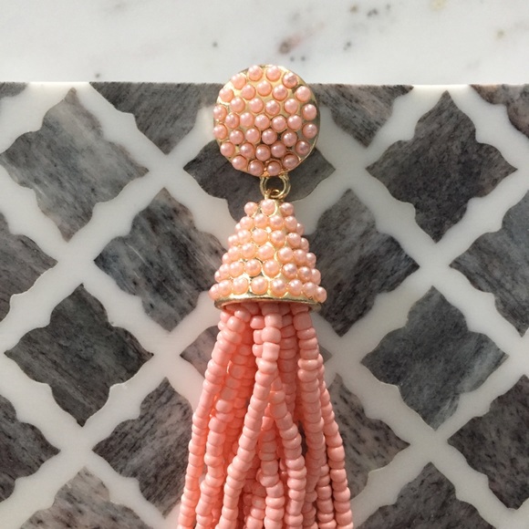 "Carmen" Earrings || Coral Pink Tassel Statement - Picture 6 of 9