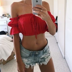 red crop top