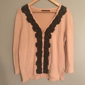 The Limited Pink and Black Lace Cardigan XL