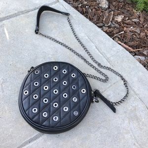 Leather Round Black Crossbody