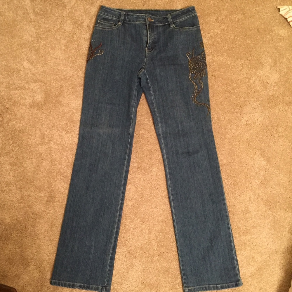 AZI Embellished Straight Leg Jeans