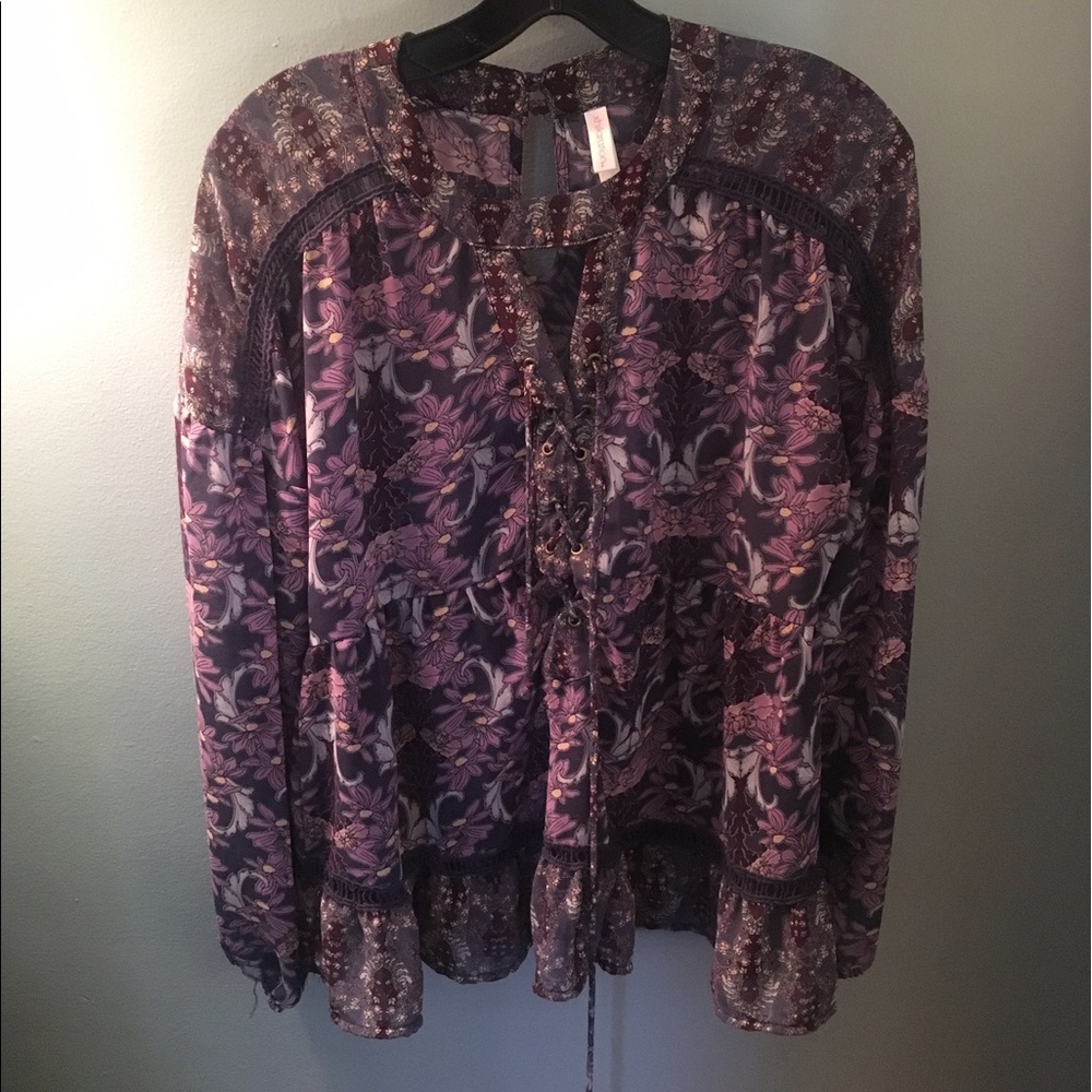 Purple lace up blouse
