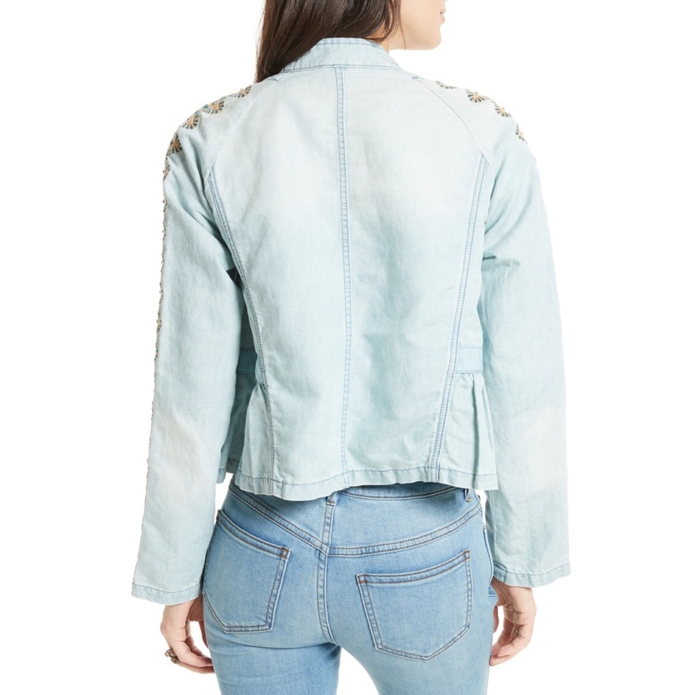 free people • embroidered linen chambray jacket - Picture 3 of 3