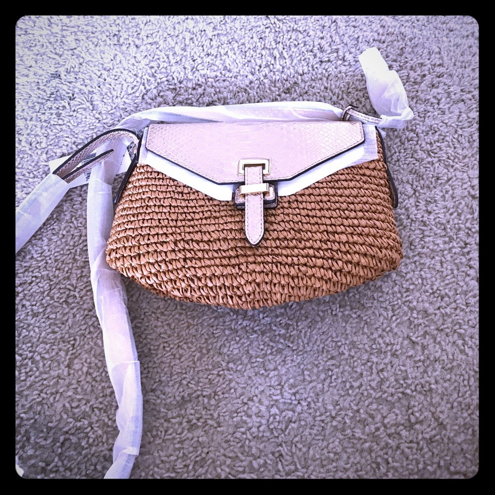 Brand new Michael Kors straw crossbody