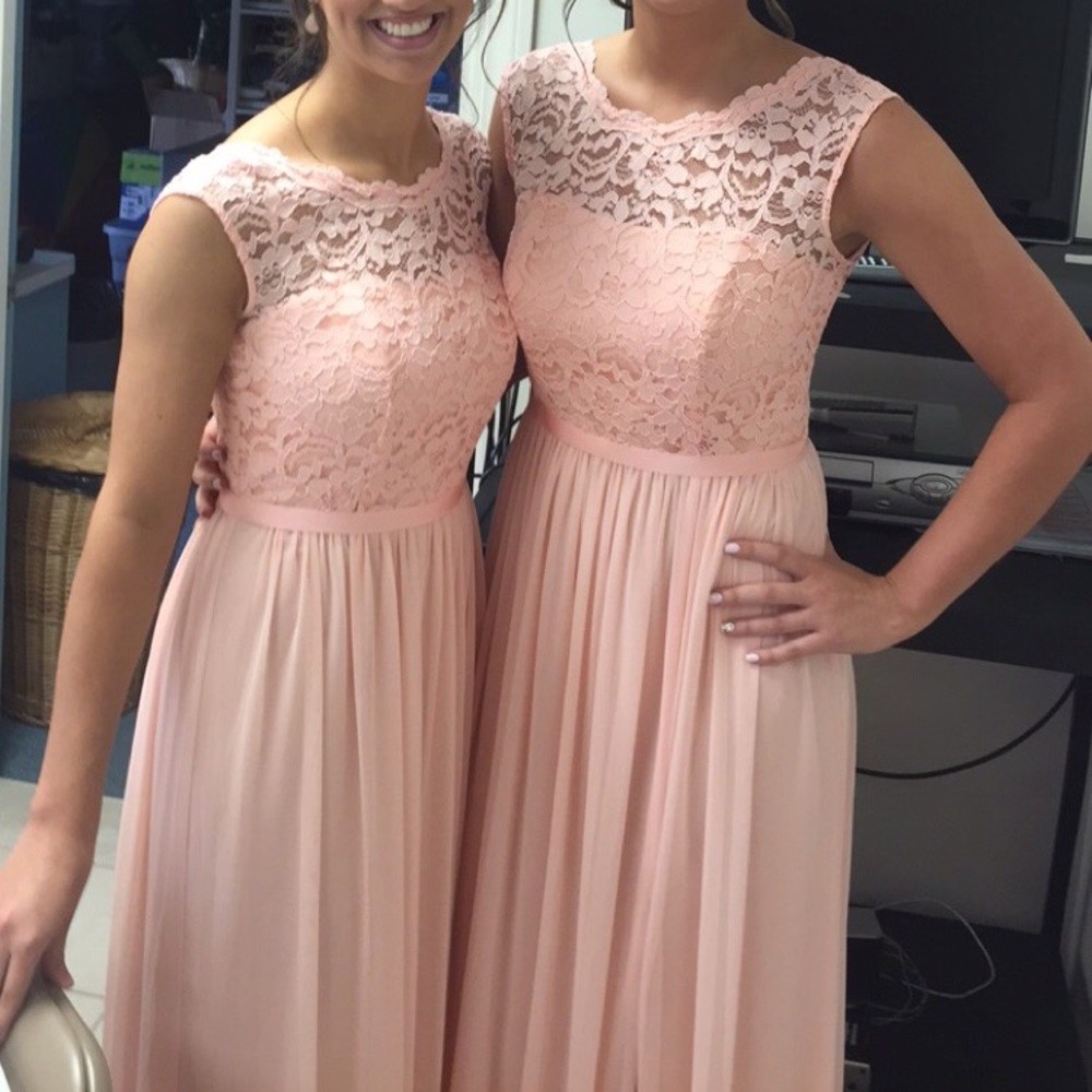 David's bridal bridesmaid PEACH BELLINI dress