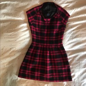 Pink & Black Plaid Knit Mini Dress