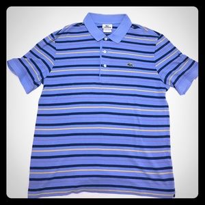 Men's Lacoste blue striped polo shirt size 4