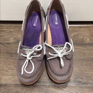 Sperry Goldfish Gray Wedges Size 8